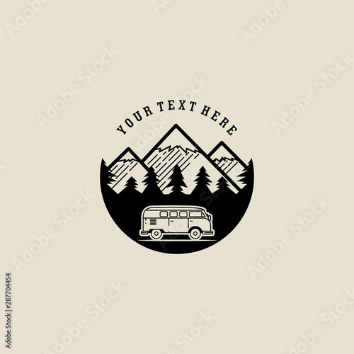van life vintage logo vector