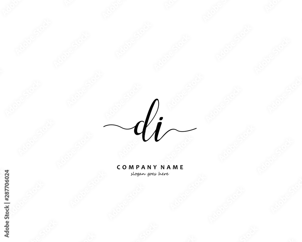 DI Initial handwriting logo vector