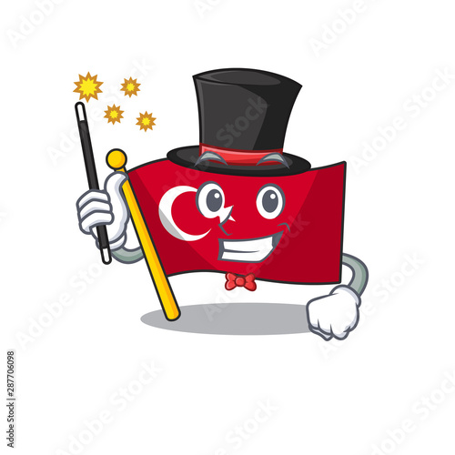 Magician turkey character flag in mascot drawer