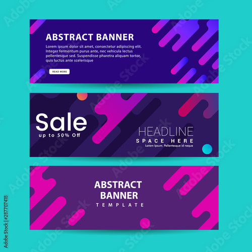 Abstract motion banners. Colorful geometric shapes composition. Trendy design. vector geometric banners set. © Saiful