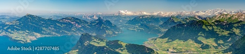 Panorama view on lake Lucerne, Rigi Kulm, Burgenstock and Alps from Pilatus mountain © AlehAlisevich