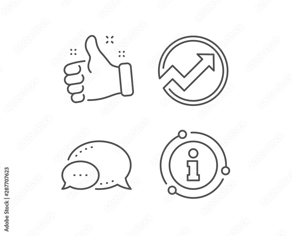 Chart line icon. Chat bubble, info sign elements. Report graph or Sales growth sign in circle. Analysis and Statistics data symbol. Linear audit outline icon. Information bubble. Vector Chart line icon. Chat bubble, info sign elements. Report graph or Sales growth sign in circle. Analysis and Statistics data symbol. Linear audit outline icon. Information bubble. Vector