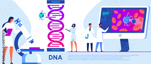 Woman Working with Microscope Researching DNA.