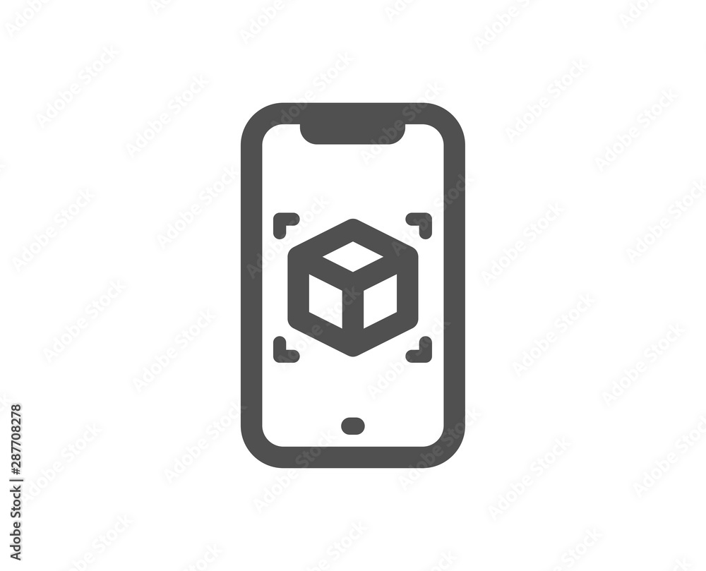 VR simulation sign. Augmented reality phone icon. 3d cube symbol. Classic flat style. Simple augmented reality icon. Vector VR simulation sign. Augmented reality phone icon. 3d cube symbol. Classic flat style. Simple augmented reality icon. Vector