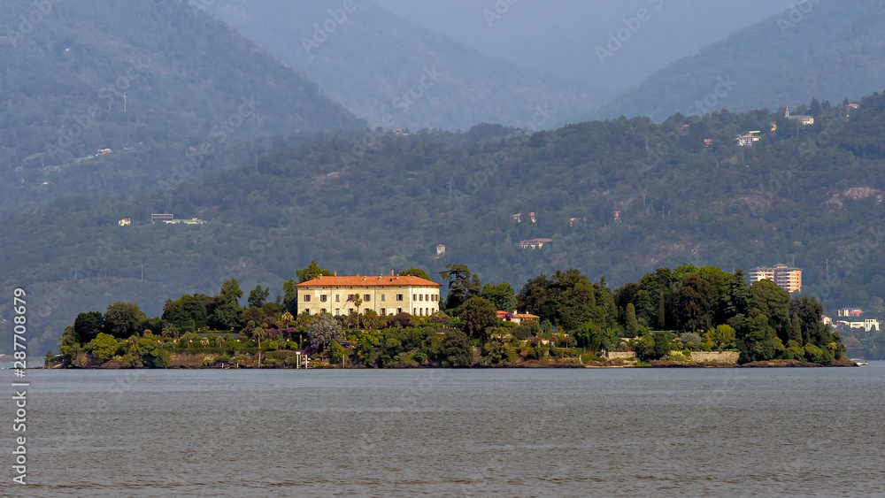 Beautiful view of the Isola Madre on Lake Maggiore off Stresa, Piedmont, Italy