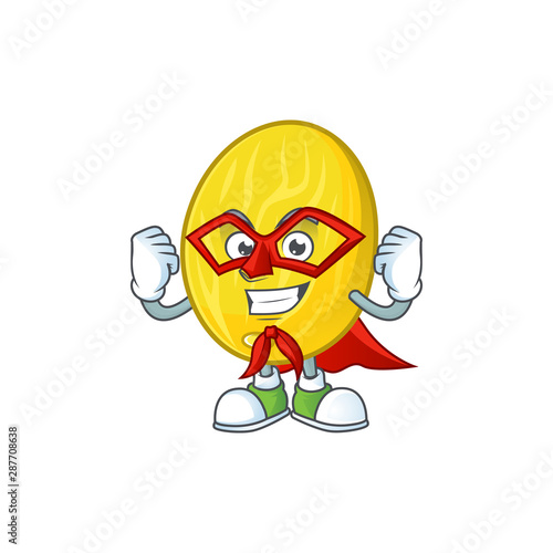 Super hero melon cartoon character on white background