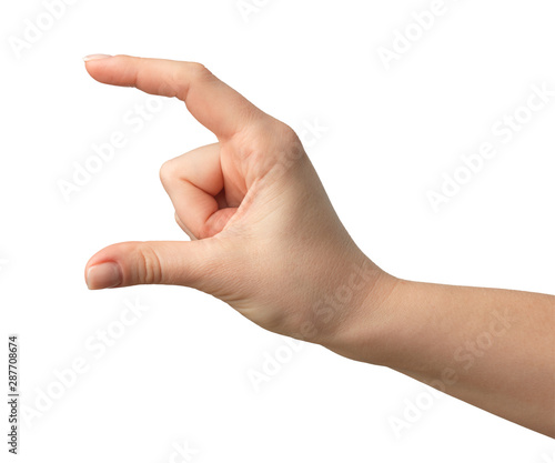 Woman Hands gestures on over white background. Isolated.