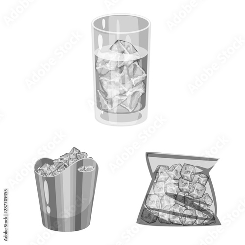 Isolated object of square and purity icon. Set of square and frozen vector icon for stock.