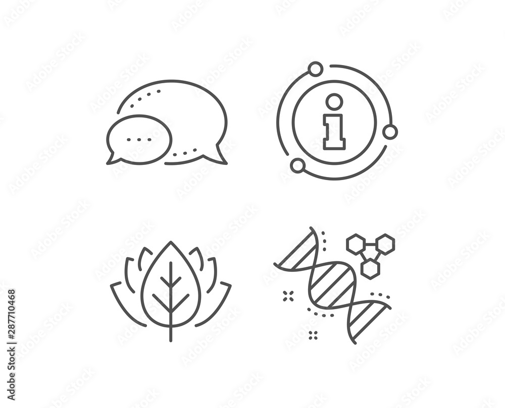 Chemistry dna line icon. Chat bubble, info sign elements. Laboratory analysis sign. Chemical formula symbol. Linear chemistry dna outline icon. Information bubble. Vector
