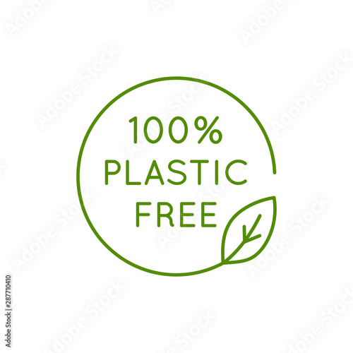 Vector icon and logo design template in simple linear style - 100 % plastic free