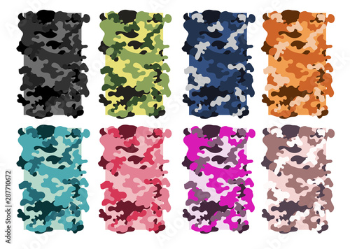 Army camouflage clothing several colors pattern vector