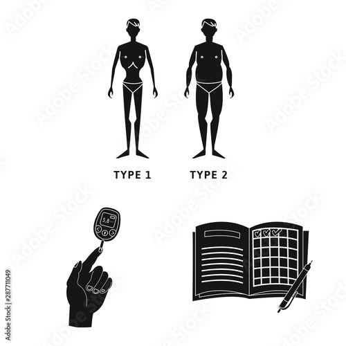 Vector illustration of healthcare and medicine icon. Set of healthcare and diabetes stock symbol for web.