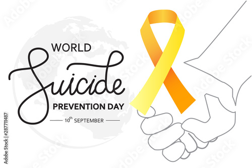 World Suicide Prevention Day concept with awareness ribbon. white background vector illustration for web and printing.