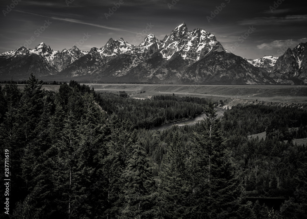 Black and White Snake River Overlook of the Grand Tetons