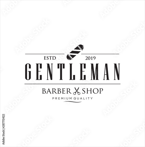 Barbershop Logo Design silhouette Vector Stock on the white background . haircut Logo Vintage Hispter badge .