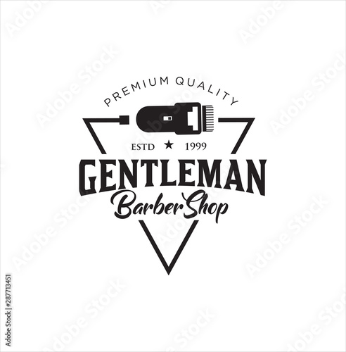 Barbershop Logo Design silhouette Vector Stock on the white background . haircut Logo Vintage Hispter badge .