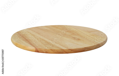 Round chopping board isolated on white background 