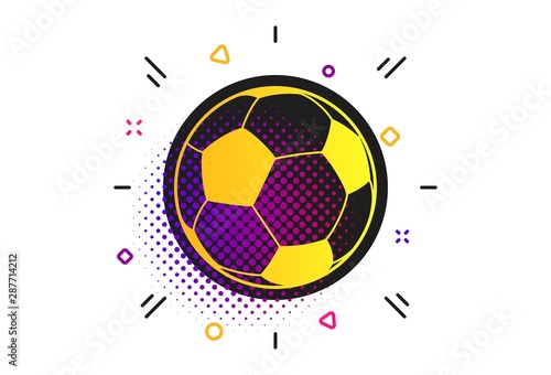 Football ball sign icon. Halftone dots pattern. Soccer Sport symbol. Classic flat football icon. Vector