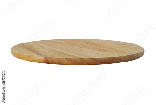 Round cutting board isolated on white background 