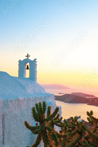 The view of the Cycladic church on island of Ios, Greece