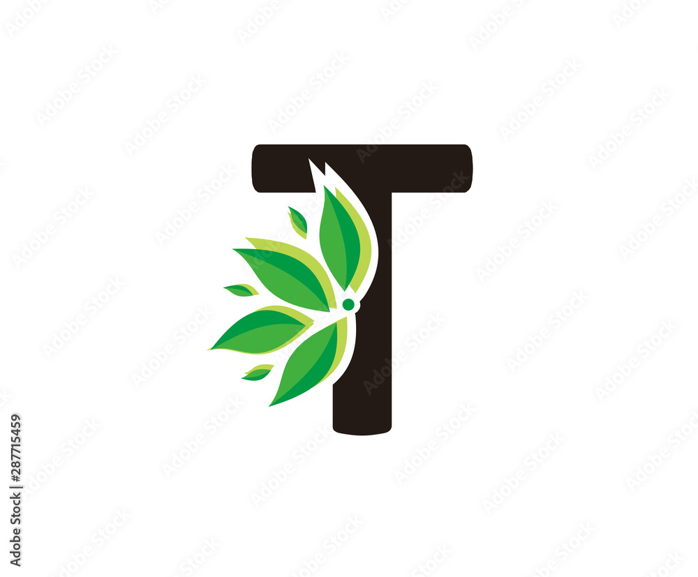 Nature Leaves Letter T Logo Icon, eco green concept. Nature Leaves Letter T Logo Icon, eco green concept.