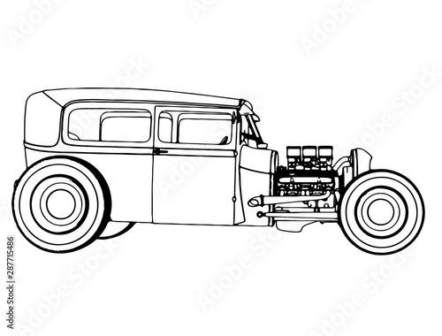 sketch of a sports car roadster isolated vector photo