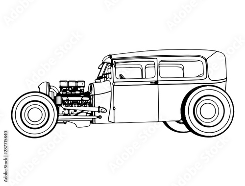 sketch of a sports car roadster isolated vector