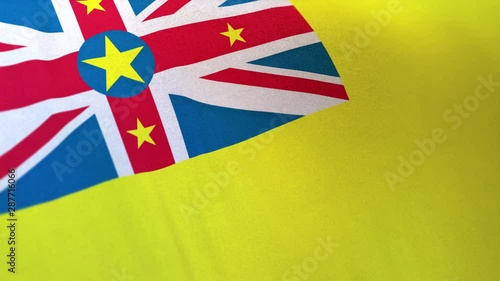 Niue national flag seamlessly waving on realistic satin texture 29.97FPS photo