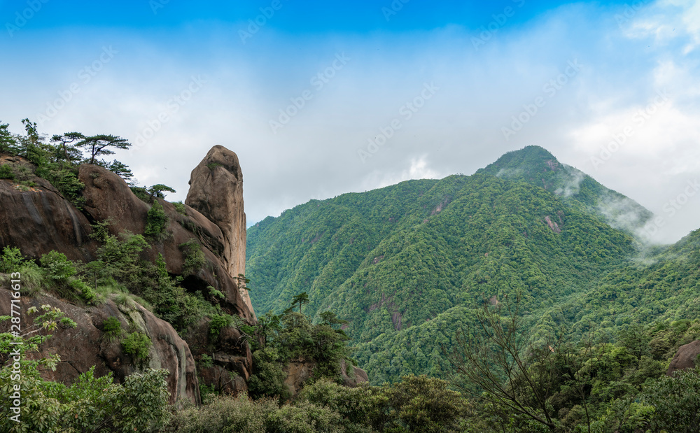 Naklejka premium Scenery and cableway of sanqing mountain in shangrao city, jiangxi province, China