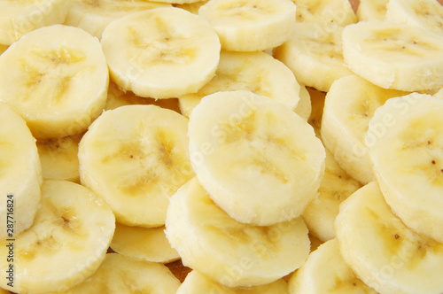 Banana slices close up