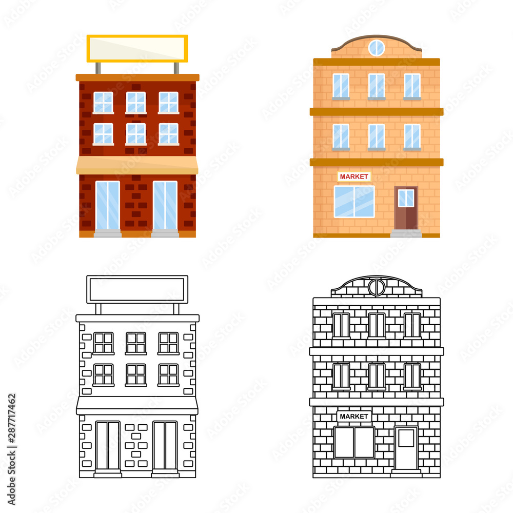 Vector design of municipal and center symbol. Set of municipal and estate vector icon for stock.