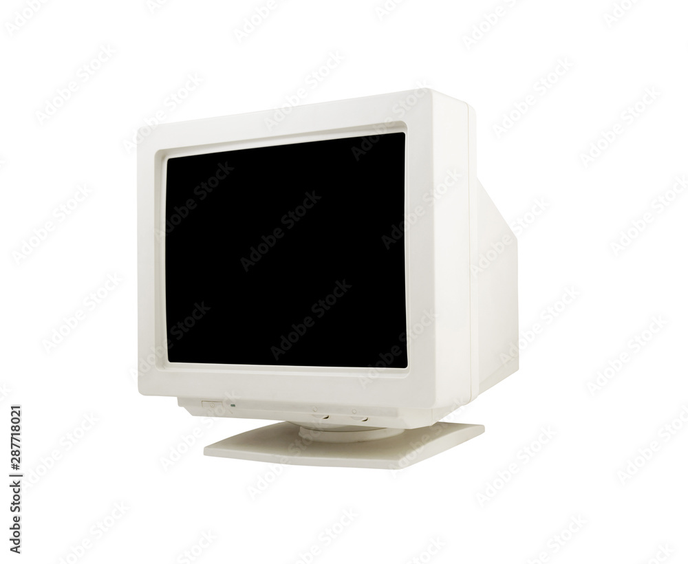 Old CRT monitor isolated on white background Old CRT monitor isolated on white background