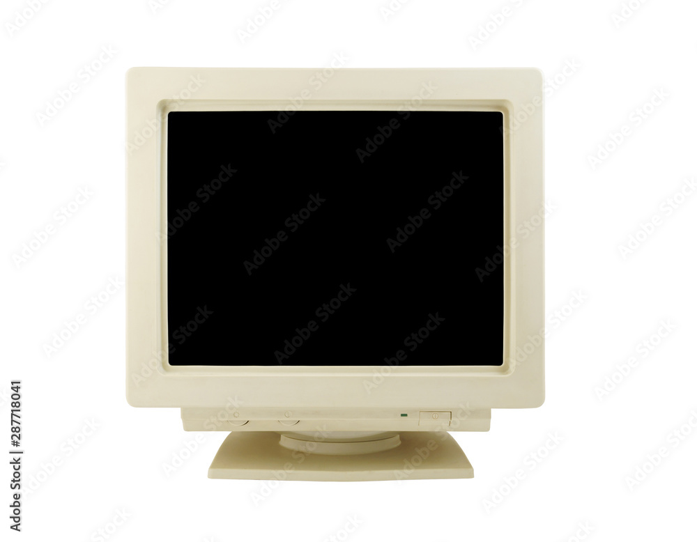 Old CRT monitor isolated on white background Old CRT monitor isolated on white background