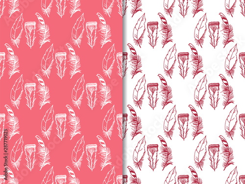 Canvas Print Mockingjay feather seamless pattern hand drawn sketch