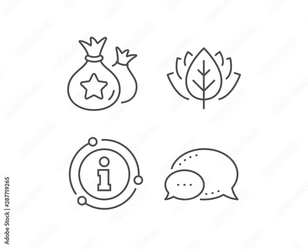 Loyalty points line icon. Chat bubble, info sign elements. Bonus money bags. Discount program symbol. Linear loyalty points outline icon. Information bubble. Vector Loyalty points line icon. Chat bubble, info sign elements. Bonus money bags. Discount program symbol. Linear loyalty points outline icon. Information bubble. Vector