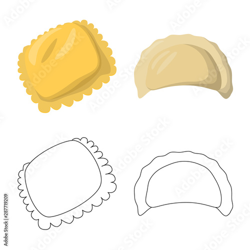Isolated object of products and cooking sign. Collection of products and appetizer stock vector illustration.