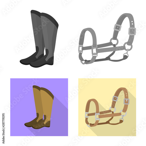Vector design of equipment and riding sign. Collection of equipment and competition vector icon for stock.