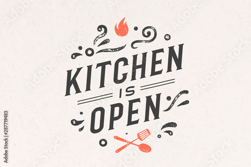 Kitchen Open. Wall decor, poster, sign, quote