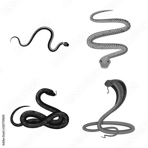 Vector illustration of harm and bite logo. Set of harm and reptile stock vector illustration.
