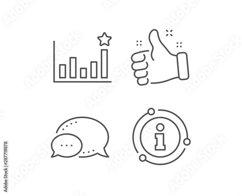 Efficacy line icon. Chat bubble, info sign elements. Business chart sign. Analysis graph symbol. Linear efficacy outline icon. Information bubble. Vector