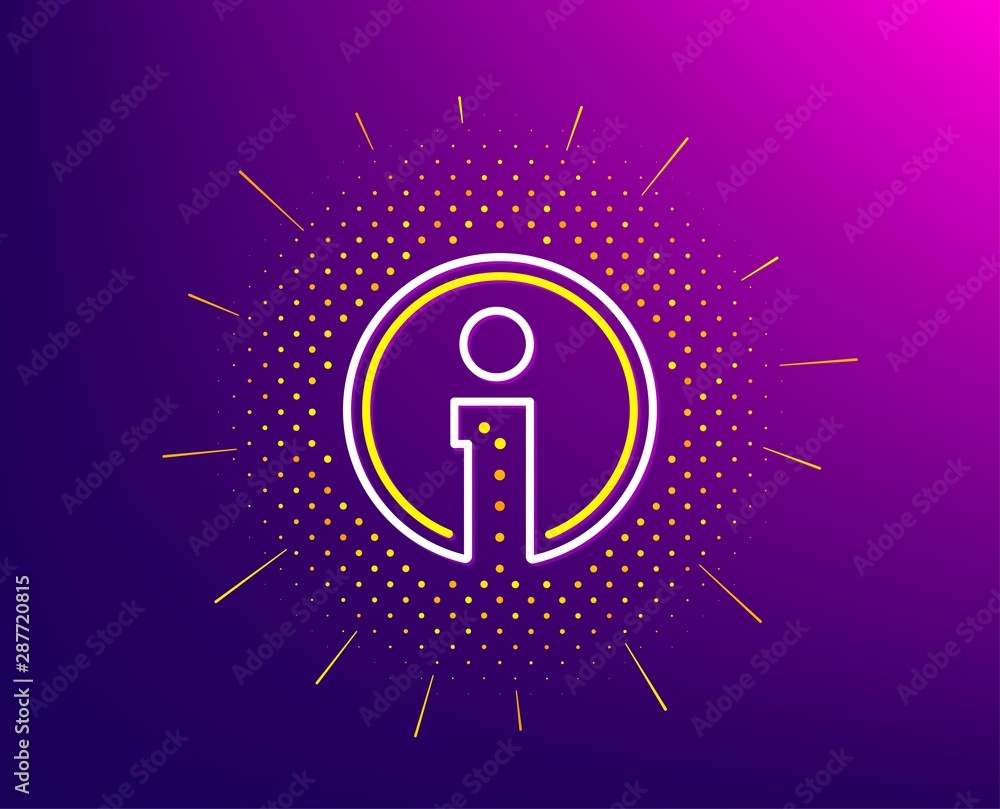 Info line icon. Halftone pattern. Information center sign. Support speech bubble symbol. Gradient background. Info line icon. Yellow halftone pattern. Vector Info line icon. Halftone pattern. Information center sign. Support speech bubble symbol. Gradient background. Info line icon. Yellow halftone pattern. Vector