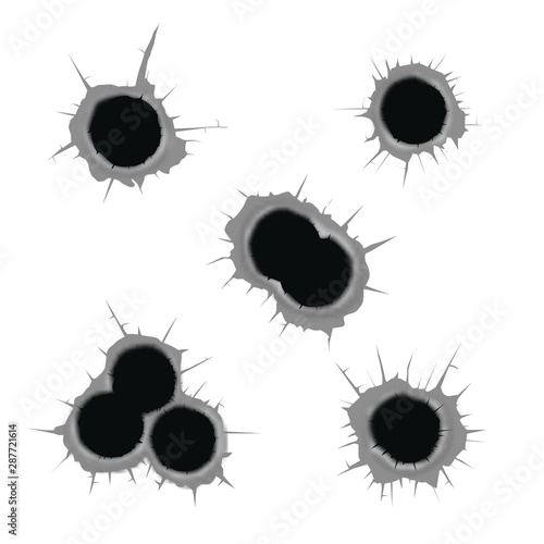 Bullet holes vector illustration.