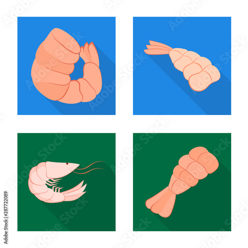 Vector design of appetizer and seafood symbol. Set of appetizer and ocean vector icon for stock.