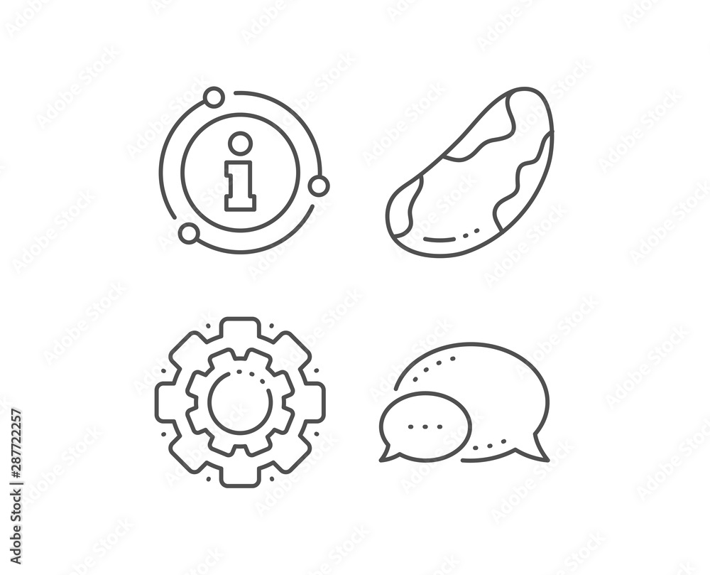 Brazil nut line icon. Chat bubble, info sign elements. Tasty nuts sign. Vegan food symbol. Linear brazil nut outline icon. Information bubble. Vector