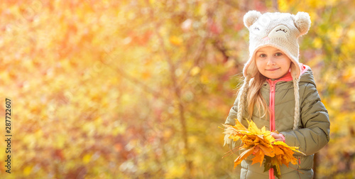 little girl in an autumn forest photo