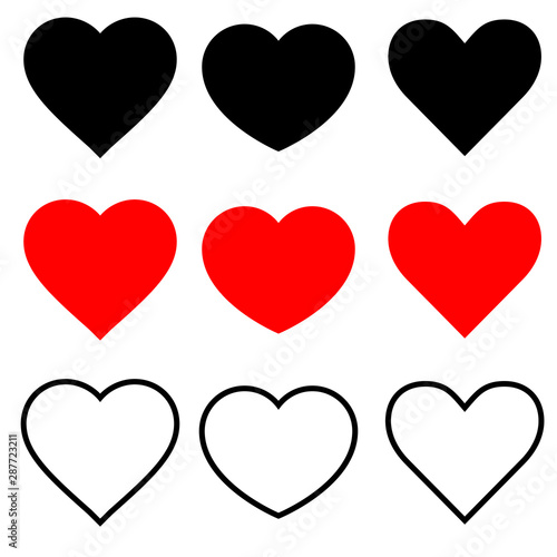 New heart icons vector set. Heart icon. Love illustration symbol collection. photo