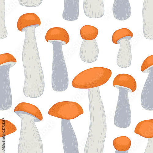 Seamless pattern of boletus mushrooms