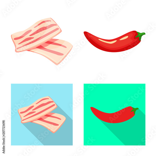 Vector illustration of taste and product sign. Set of taste and cooking stock symbol for web.