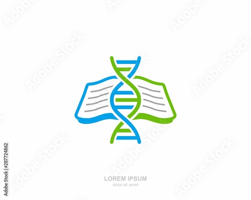 DNA book student Logo vector design template