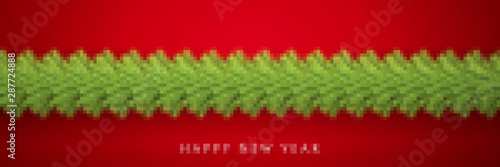 Festive Christmas or New Year garland. Christmas Tree Branches. Holiday's Background. Vector illustration